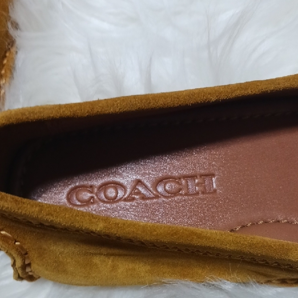 Mustard Suede Loafers with Black Buckle - Picture 4 of 7